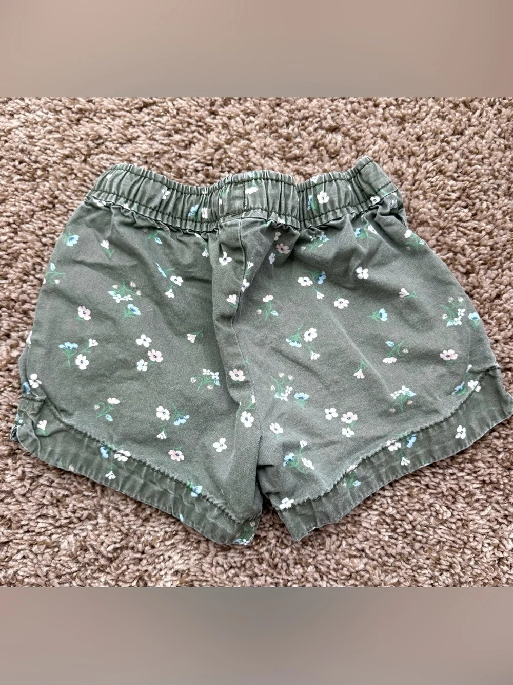 Carter's Olive Green Floral Drawstring Shorts